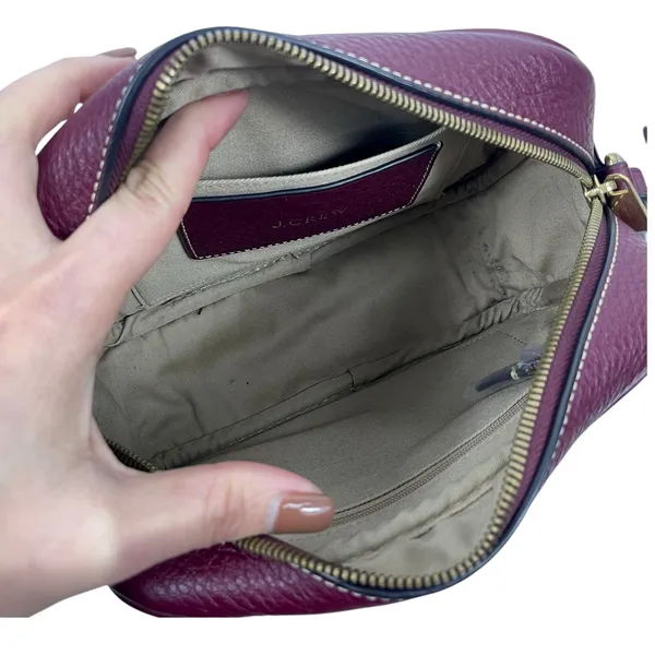 J. Crew Signet Pebble Leather Crossbody Camera Bag Burgundy Red - Image 11