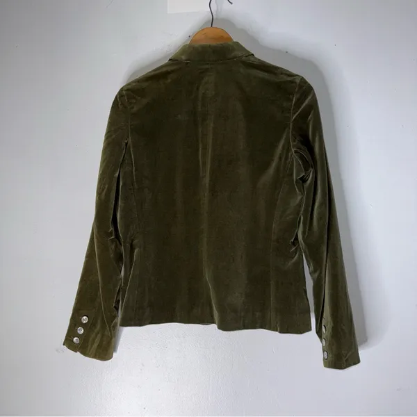 eddie bauer Olive Green 3 Button Velvet Blazer Jacket Size‎ 8 - Image 2
