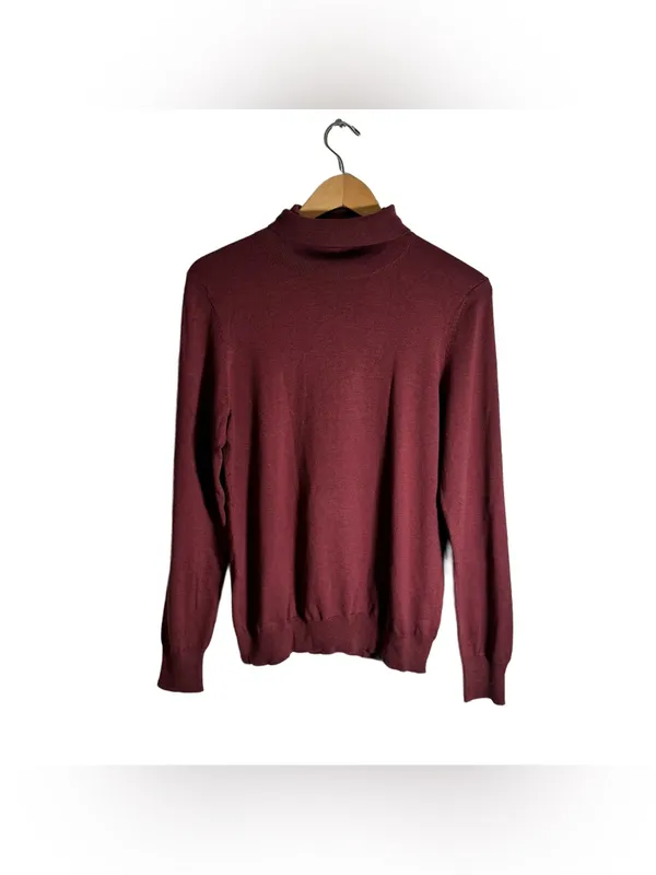 Banana Republic Turtleneck Sweater Women's Large Silk Cashmere Blend Mauve Fall - Image 3
