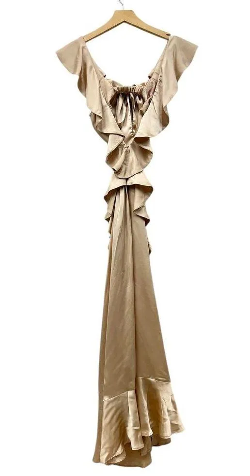 Show Me Your Mumu Cut-out Ruffled Zoey Midi Dress in Champagne Luxe Satin XS - Image 8
