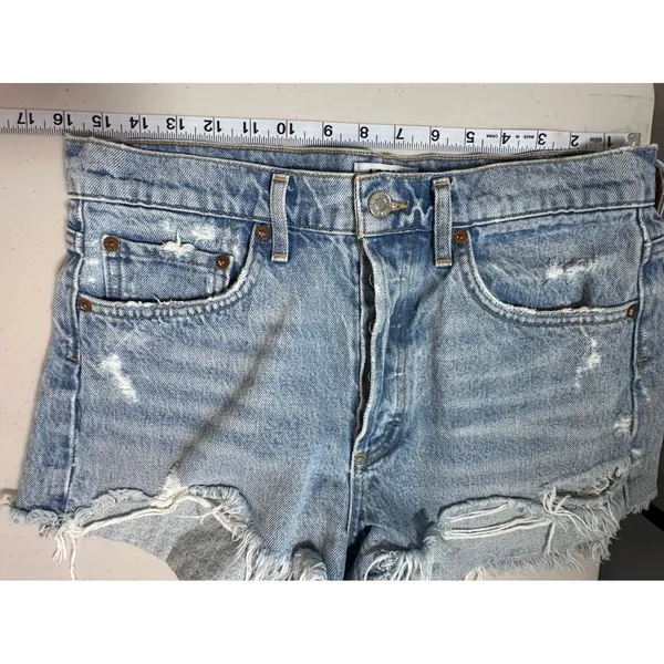 Agolde Light Blue Distressed Denim Jean Shorts - Image 8