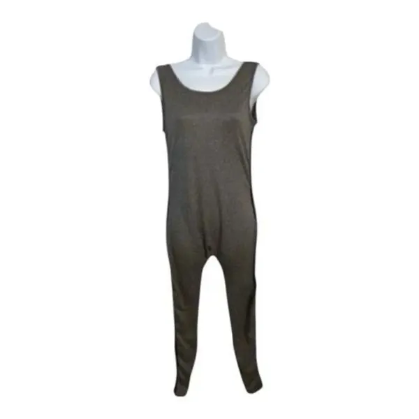 Women Grey Black Sleeveless Jumpsuit Size M Skinny Leg Stretch Romper Scoop Neck - Image 2