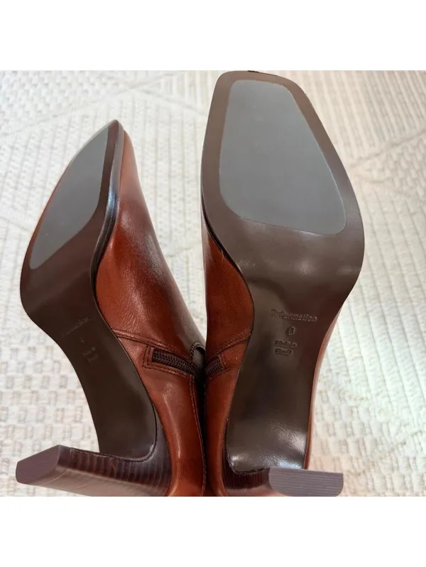 Reformation Caludette Bootie in Cavalier Brown Leather - Image 7