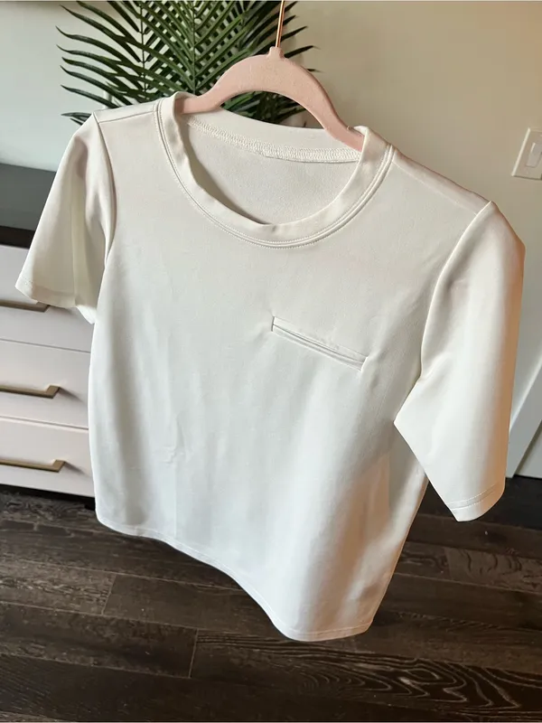 Cream Short Sleeve Pocket Tee - Image 2