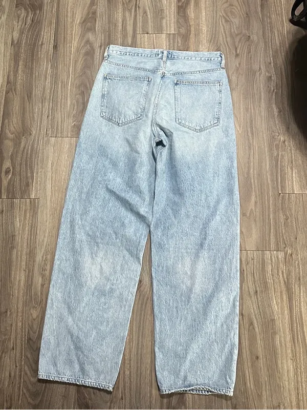 AGOLDE Criss Cross High Rise Jeans 100% Cotton Straight Leg Vintage Blue. - Image 16