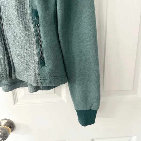 Pact Organic Two Tone Green Heather Full Zip Hooded Sweatshirt Jacket Small - Image 4