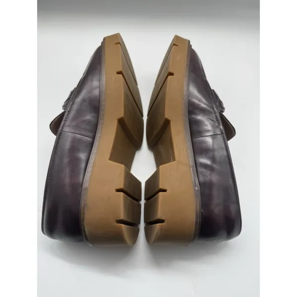Nordstrom Notorie Burgundy Leather Chunky Platform Loafers Size 8.5 - Image 7