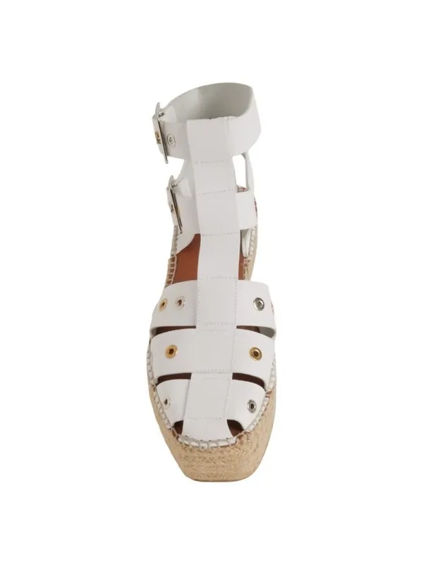 Free People Gable Glad Espadrille Gladiator Sandals White Leather Size 36, US 6 - Image 4
