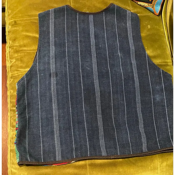 Handmade Embroidered Woven Vest Colorful Folk Art Boho Layering Piece - Image 8