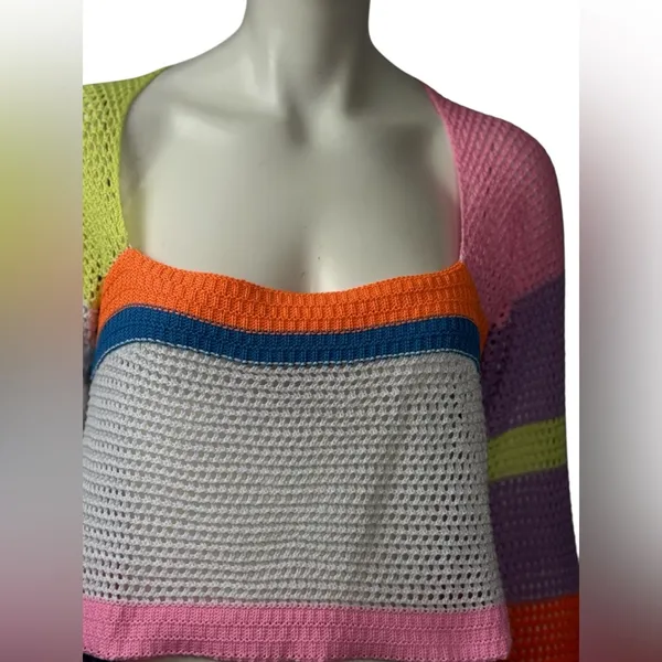 Unbranded Colorblock Colorful Women's Crochet Sweater - Image 9