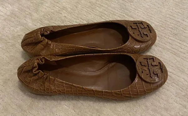 Brown Crocodile Print  Ballet Flats - Image 2