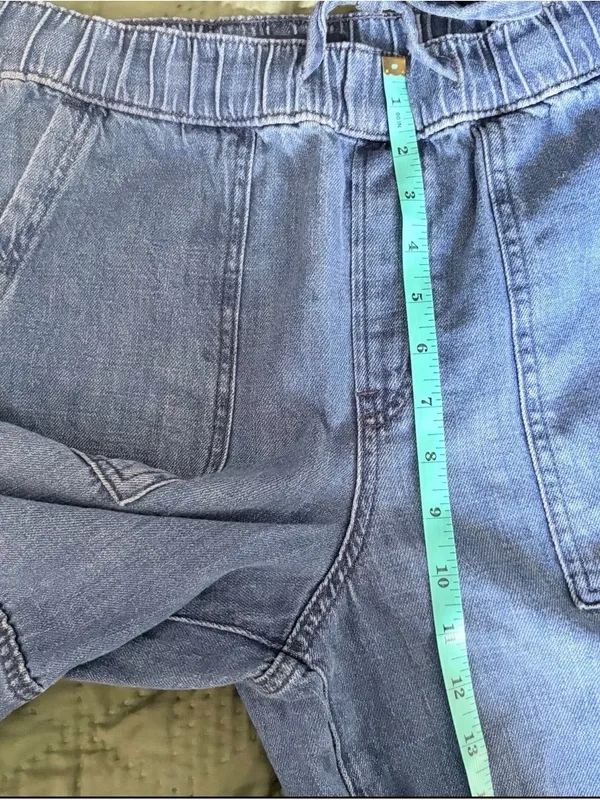 GAP Denim High Rise Wide Leg Drawstring Jeans Size S - Image 6