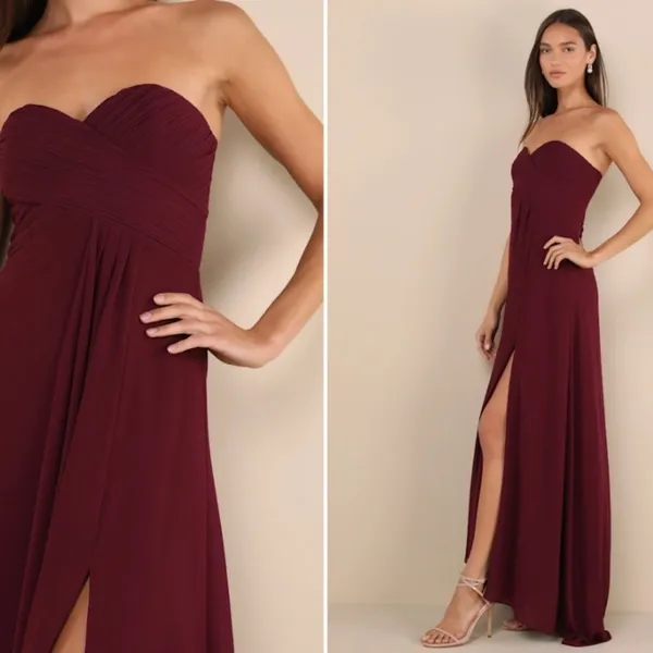 LULUS Elegant Prom Wedding Bridesmaid Sexy Flowy Romantic Strapless Maxi Dress - Image 5