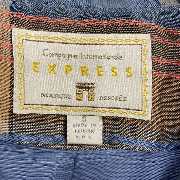 Vintage Express Plaid Madras Blazer Jacket 3 Button Oversized Boxy Size Small - Image 4