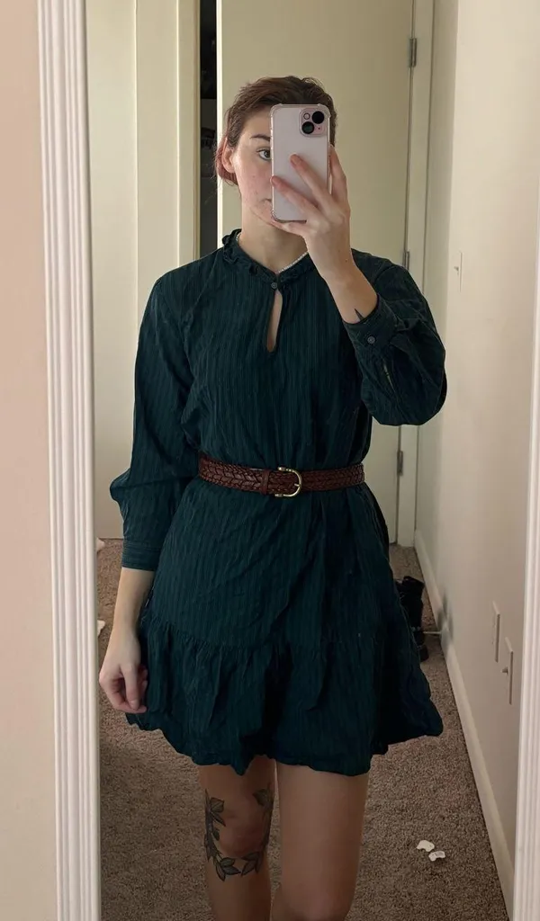 Green striped dress Size M - Image 2