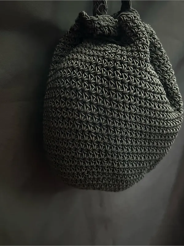 Black Crochet Drawstring Crossbody Bag - Image 11