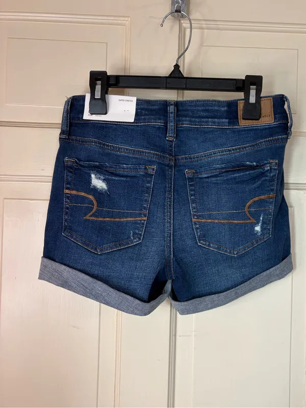 American Eagle Midi Cuffed Dark Blue Shorts Stretch Low Rise Women’s Size 0 NWT - Image 8