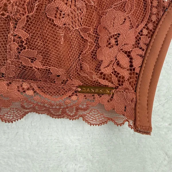 Danskin Womens Lace Bralette Rust Orange Adjustable Straps estimated Size Small‎ - Image 2
