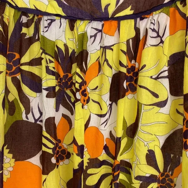 Milly New York Yellow Brown Floral Print Flowy Babydoll Cami Top Tank Womens 2 - Image 5