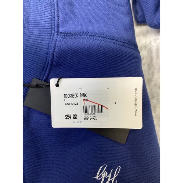 Gold Hinge Azure Mockneck Tank GH248-AZU Blue Cropped Sleeveless Sweatshirt L - Image 7