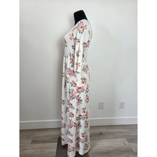 Chris & Carol Floral Maxi Dress Soft Knit Pockets Modest Teacher Cottagecore S - Image 3