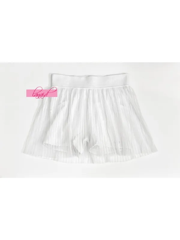 Alo Mesh Flirty Tennis Skirt White Sheer Transparent See-Through Pleated Skort - Image 12