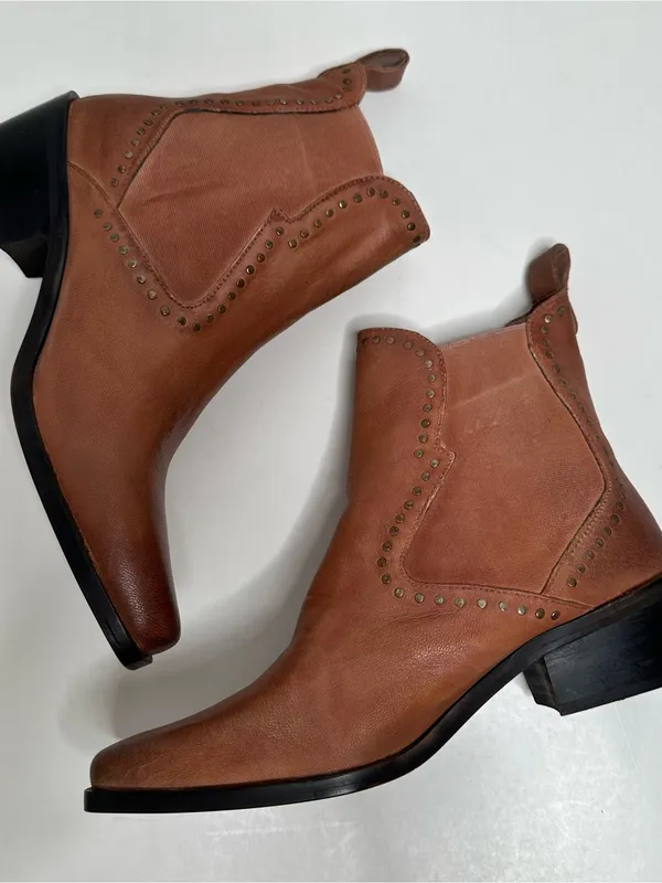 ROAN by Bed Stu Cliffhanger Brown Leather Studded Ankle Boots Size 8.5 - Image 10
