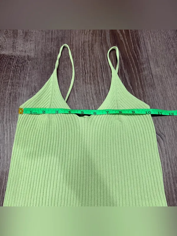 Lime Green Knit Cropped Tank Top - Image 5
