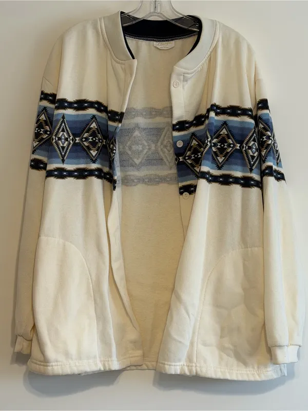 Vintage 80s/90s J Designs USA Aztec Southwestern Fleece Jacket - Image 3
