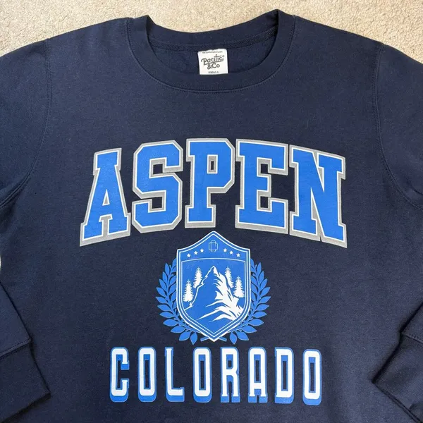 Pacific & Co. Navy Blue Aspen Colorado Crewneck Graphic Sweatshirt Size S - Image 2