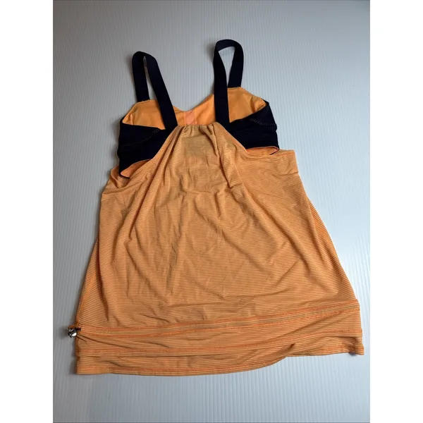 Lululemon‎ Orange Blue workout top with a built-in bra and a racerback 4 - Image 5