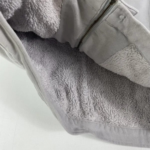 Eileen Fisher Jacket Womens Small Gray‎ Cotton Blend Hooded Sherpa Lined Zip - Image 7