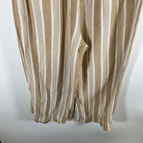 Madewell Striped Wide Leg Paperbag Waist Pants‎ Tan White Drawstring Womens M - Image 8