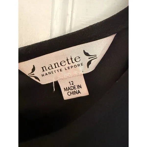 Nanette Lepore 12 Dress Sleeveless Lace Trim Cascading Front Ruffle Flared Hem - Image 3