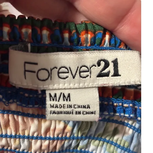 Forever 21 Size Medium Vibrant Multicolor Floral Smocked Strapless Mini Dress - Image 4