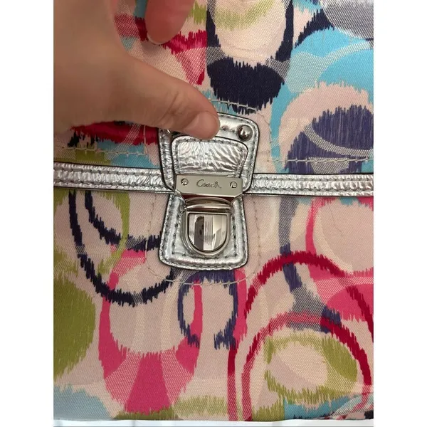 Coach Backpack Poppy Ikat Multicolor Silver Large - Image 2