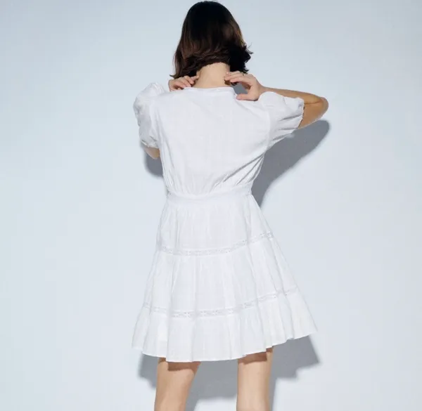 Zara white lace crochet mini dress white shirt sleeve summer sundress - Image 5
