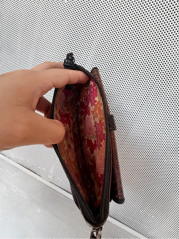 Vtg y2k Brighton Brown and Black Leather croc embossed Wristlet Clutch - Image 7
