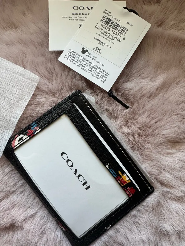 Bn Coach Cn032 Disney Mini Slim Id Card Case Black Multi Rare - Image 2