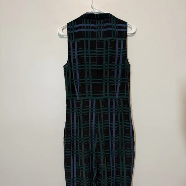 Thakoon NWT Plaid Striped Combo Silk Sleeveless Jumpsuit‎ Size 6 - Image 4