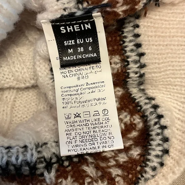 SHEIN Cream and Red Reindeer Pattern Sweater - Image 6