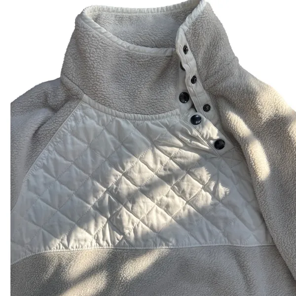 Abercrombie &‎ Fitch Cream Fleece Pullover M Minimalist Neutral Winter Essential - Image 3