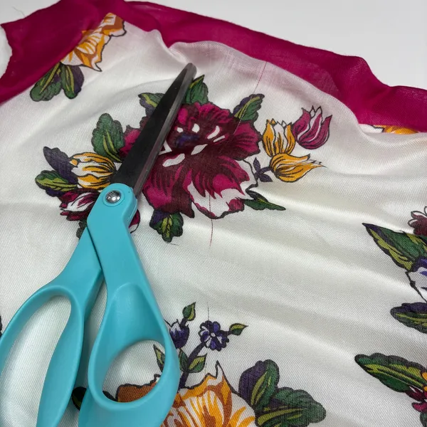 ECHO Vintage Silk Scarf Pink White Floral Square 30.5” - Image 5