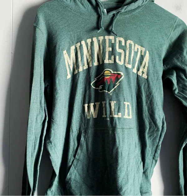 NHL MN Wild Hockey Graphic Lightweight Long Sleeve Hoodie Tee M - Image 2