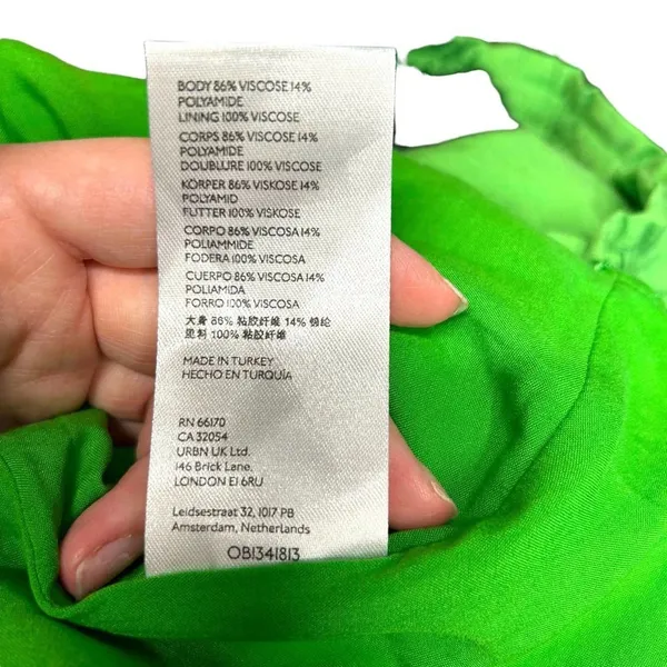 Anthropologie Ruffled One-Shoulder‎ Mini Dress Sleeveless Flowy Green Size Small - Image 10