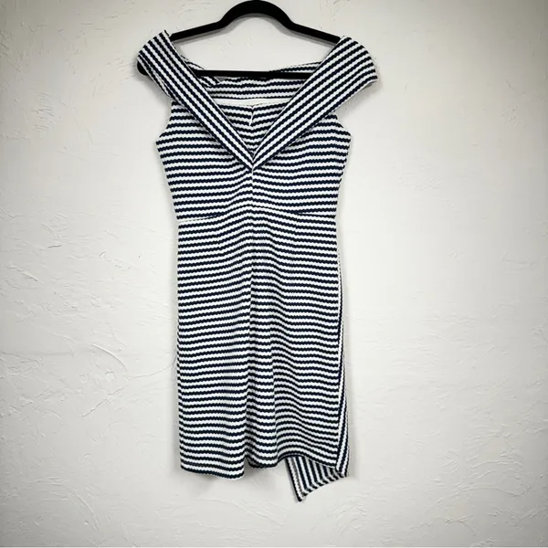 Hutch Blue White Striped Off Shoulder Asymmetrical Mini Dress Womens S Preppy - Image 11