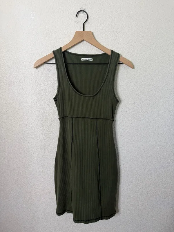 Reformation Jeans Olive Green Ribbed Tank Dress Womens Size XS‎ - Image 2