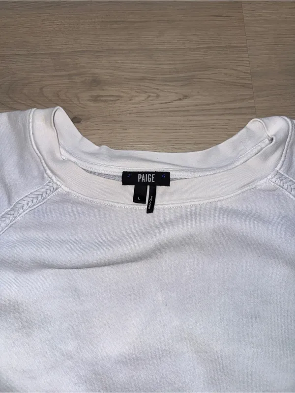 PAIGE Light Blue Crewneck Sweatshirt Braided Design Coastal Grandma Everyday - Image 2