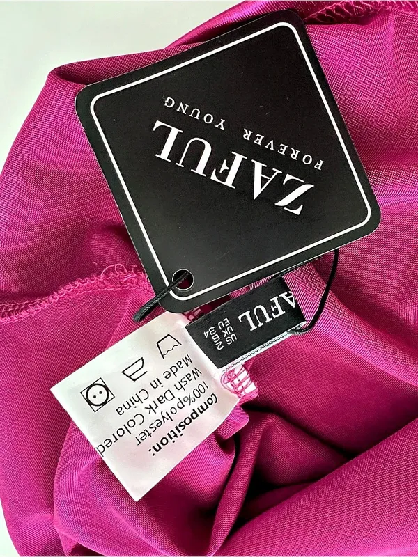 NWT ZAFUL Fuchsia Satin Cowl Neck Mini Dress Tie Waist Size 2 - Image 4