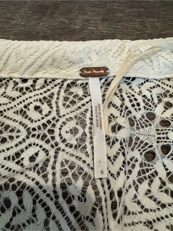 Free People Ivory White Uptown Lace Long Sleeve Mini Dress - Image 8